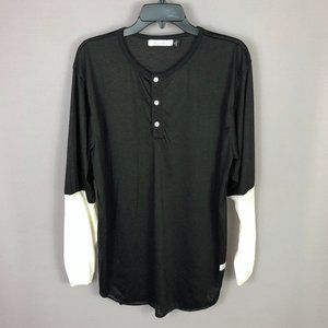 Kinetix Black White Colorblock Long Sleeve Shirt Size Large